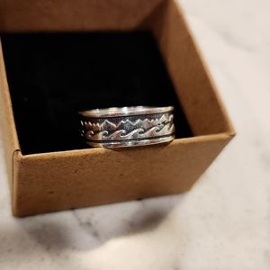 New Mountains & Waves Ring 7mm Band Sterling Silver Sizes 7.75 & 10